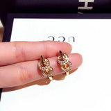 14k Plating Round Shine Earrings Charm Delicate Ear Stud Lady Jewelry