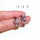 14k Plating Round Shine Earrings Charm Delicate Ear Stud Lady Jewelry
