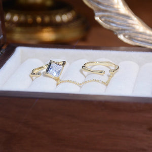 14k Double Finger Zircon cz Wedding Ring