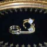 14k Double Finger Zircon cz Wedding Ring