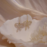 14k Diamond Zircon Bow Earrings for Ladies Party Jewelry