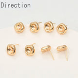 14k Plated Square Concave Strap Earrings Pearl Ear Jewelry