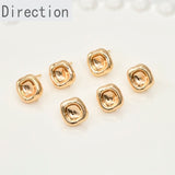 14k Plated Square Concave Strap Earrings Pearl Ear Jewelry