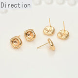 14k Plated Square Concave Strap Earrings Pearl Ear Jewelry