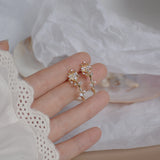 14k Gold Plated Crystal Flower Stud Earrings for Women