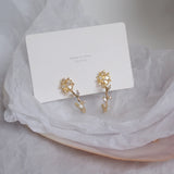 14k Gold Plated Crystal Flower Stud Earrings for Women