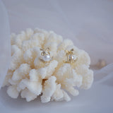 Crystal Pearl Owl Stud Earrings 14k Plated Holiday Party Jewelry