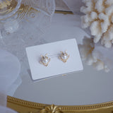 Crystal Pearl Owl Stud Earrings 14k Plated Holiday Party Jewelry