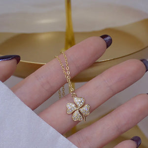 14k Gold Plated Leaf Short Necklace with Zircon Stones