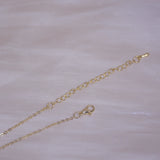 14k Gold Plated Leaf Short Necklace with Zircon Stones