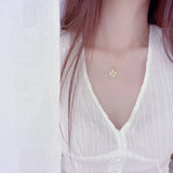 14k Gold Plated Leaf Short Necklace with Zircon Stones