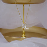 14k Leaf Clover Clavicle Chain Necklace for Woman