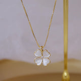 14k Leaf Clover Clavicle Chain Necklace for Woman