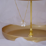 14k Leaf Clover Clavicle Chain Necklace for Woman