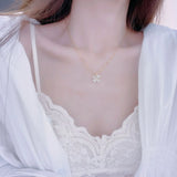 14k Leaf Clover Clavicle Chain Necklace for Woman