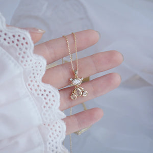 14k Plated Zircon 3D Moving Bear Short Necklaces for Woman