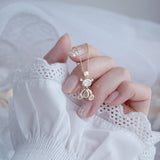 14k Plated Zircon 3D Moving Bear Short Necklaces for Woman