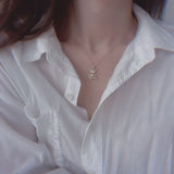 14k Plated Zircon 3D Moving Bear Short Necklaces for Woman