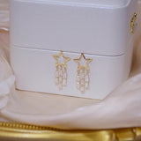14k Real Shine Tassel Crystal Star Earring Zircon Drop Bohemia Wedding Jewelry