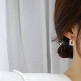 14k Real Square Pave Zircon Earrings for Women