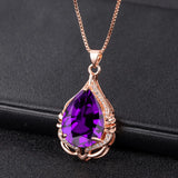 14k Rose Choker Chain Mermaid Necklace Purple Amethyst Diamond Jewelry