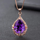 14k Rose Choker Chain Mermaid Necklace Purple Amethyst Diamond Jewelry