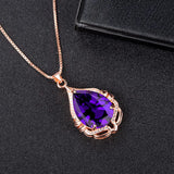 14k Rose Choker Chain Mermaid Necklace Purple Amethyst Diamond Jewelry