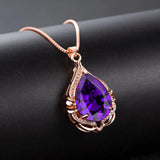 14k Rose Choker Chain Mermaid Necklace Purple Amethyst Diamond Jewelry
