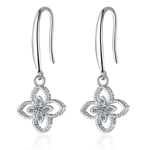 14k Moissanite Flower Dangle Earrings