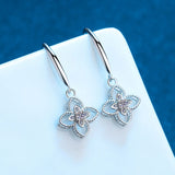 14k Moissanite Flower Dangle Earrings
