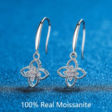14k Moissanite Flower Dangle Earrings
