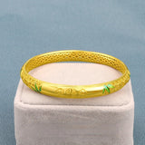 14k Yellow Enamel Hand Chain Bracelet Bangles Wedding Jewelry