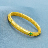 14k Yellow Enamel Hand Chain Bracelet Bangles Wedding Jewelry