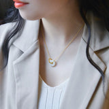 14k Yellow Jade Pendant Necklace for Women, Fine Jewelry Gift