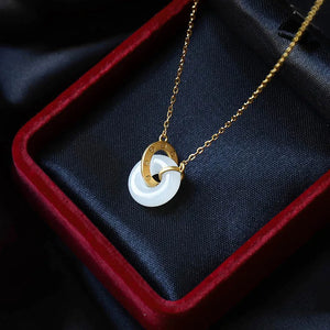14k Yellow Necklace Women Natural Jade Pendants Diamond Fine Jewelry
