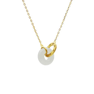 14k Yellow Jade Pendant Necklace for Women, Fine Jewelry Gift