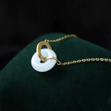 14k Yellow Necklace Women Natural Jade Pendants Diamond Fine Jewelry