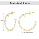 14k Yellow Twisted Small Hoop Earrings for Girls Women