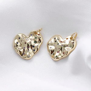 14k Baroque Peach Heart Pendant DIY Necklace Bracelet Material