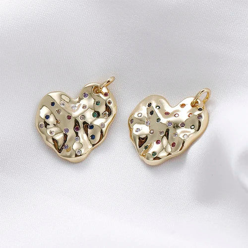 14k Baroque Peach Heart Pendant DIY Necklace Bracelet Material