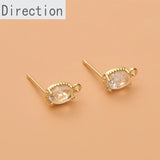 Small Oval Zircon Earrings Silver Needles DIY Jewelry Materials