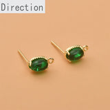 Small Oval Zircon Earrings Silver Needles DIY Jewelry Materials