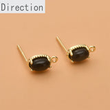 Small Oval Zircon Earrings Silver Needles DIY Jewelry Materials