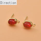 Small Oval Zircon Earrings Silver Needles DIY Jewelry Materials