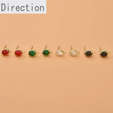 Small Oval Zircon Earrings Silver Needles DIY Jewelry Materials