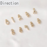 14k Gold-Clad Numbers 0-9 & Copper Zircon Pendant DIY Accessory