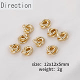 14k Gold-Coated Twisted Copper Ring Gasket Triple Flower Beads