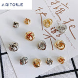 14k Gold-Coated Twisted Copper Ring Gasket Triple Flower Beads