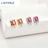 14k Zircon Square Silver Pendant Earrings DIY Hand Accessories