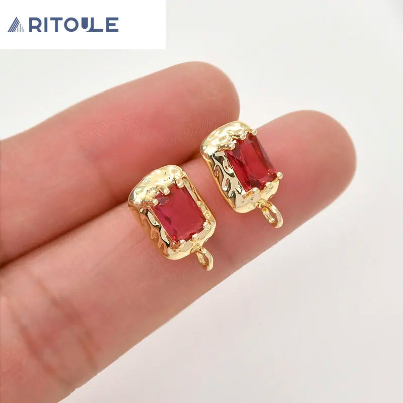 14k Zircon Square Silver Pendant Earrings DIY Hand Accessories